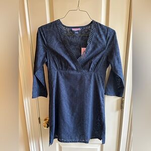 Navy Vineyard Vines Coverup with 3/4 Sleeves